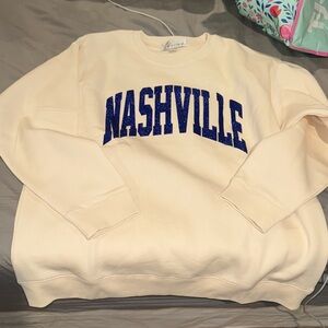 Vintage Havana Nashville Glitter Graphic Sweatshirt Cream Large
